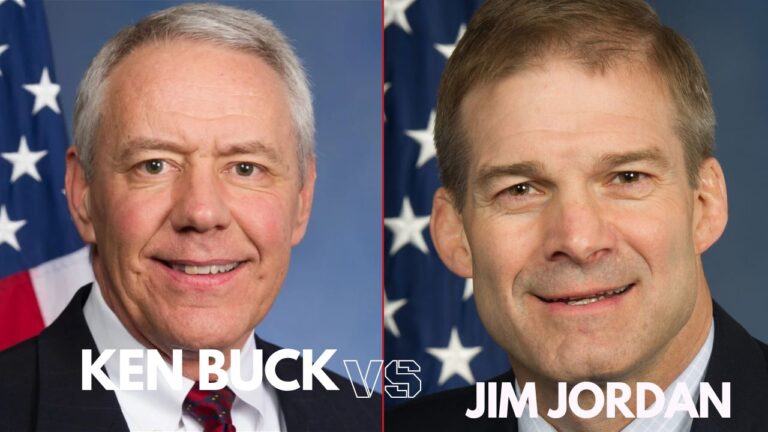 Congressman Ken Buck and Congressman Jim Jordan facing off in a political debate.